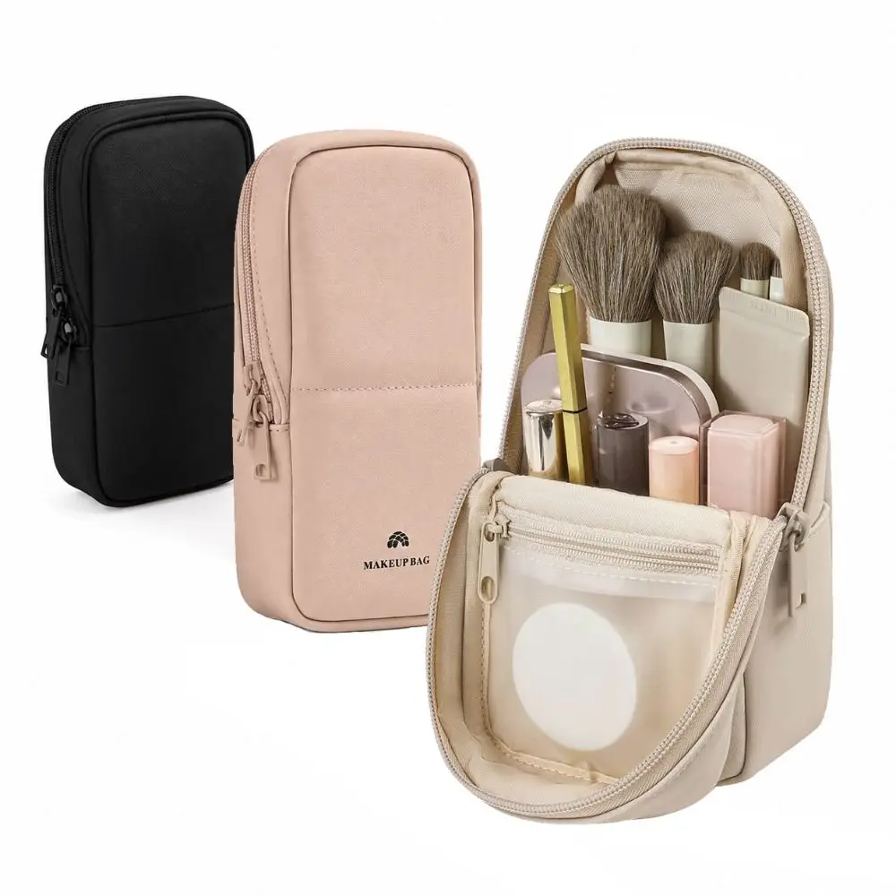 New Magnetic Snap Travel Makeup Bag Large Capacity PU Leather Cosmetic Organizer Luggage Strap Portable Makeup Brush Case Travel