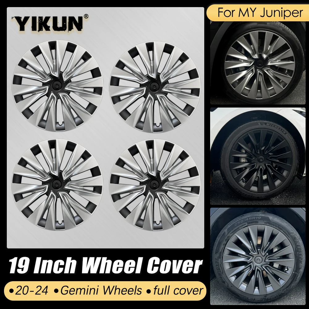 4PCS 19 Inch Hub Cap For Tesla Model Y 2018-2024 Performance Wheel Caps Automobile Replacemen Full Rim Cover Hubcap Accessories