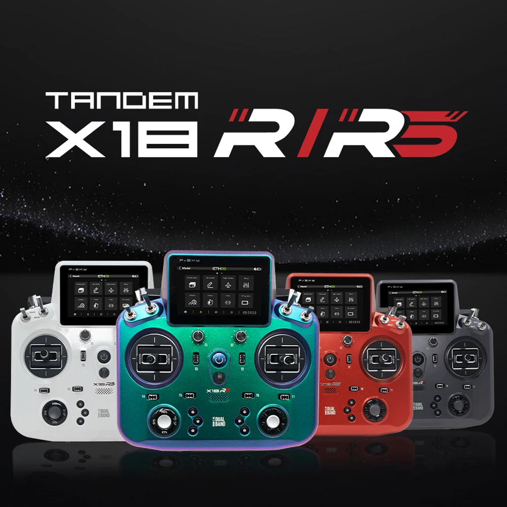 

FrSky Tandem X18RS 24CH Dual-Band (2.4G/900MHz) Transmitter,100KM LoRa Range & 4ms Latency,TD/ACCST/ACCESS,For RC FPV Drones