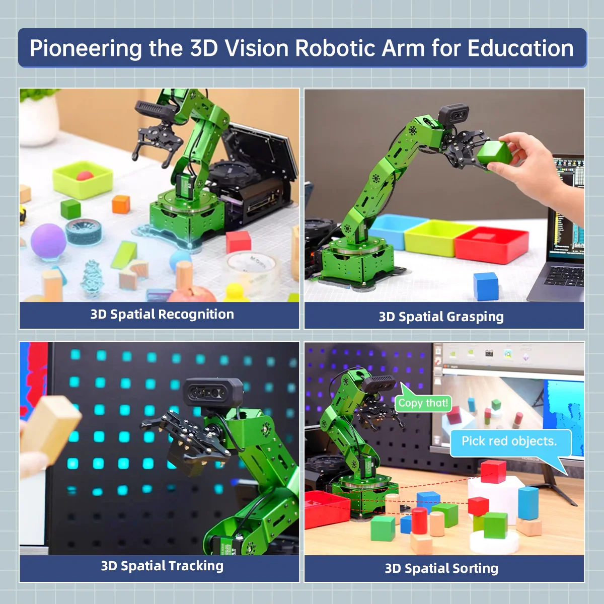 Hiwonder JetArm Pro: ROS1/ROS2 3D Vision Robot مع متعدد الأوضاع AI (ChatGPT)، الصوت والرؤية