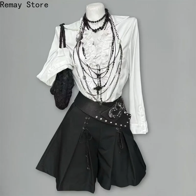 Autumn Winter Japanese Gothic Harajuku Women’s 2 Piece Set Chic Vintage 2000s French Elegant Sweet Dark Court Style Outfits 2026 view 2
