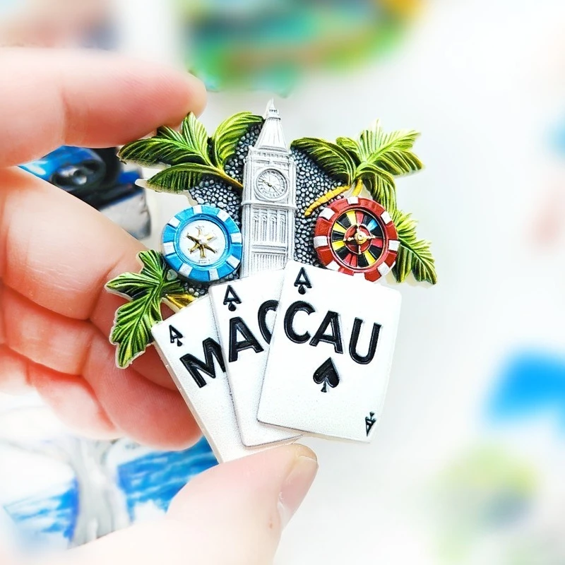 Macau Grand Lisboa Hotel Fridge Magnet - 3D Casino Skyline
