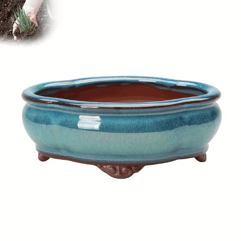 Bohemian Handcrafted Ceramic Planter Pots with Drainage Holes - Versatile for Succulents, Flowers & Bonsai - Elegant Indoor