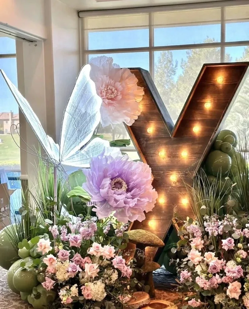 

Wedding Decoration Butterfly Lamp Romantic Creative Lace Led Decoration Lights for Wedding bride Road Load Party Decorations