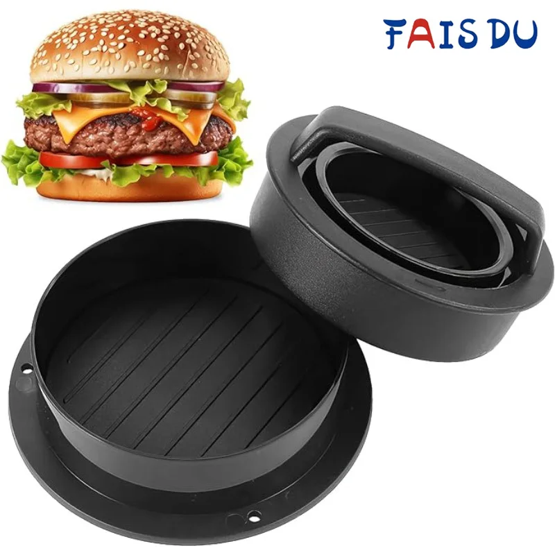 

FAIS DU 3 in 1 Stuffed Burger Press Patty Maker Rings Molds Kit, Non Stick Hamburger Press Patty Maker Burger Press Kitchen Gadg