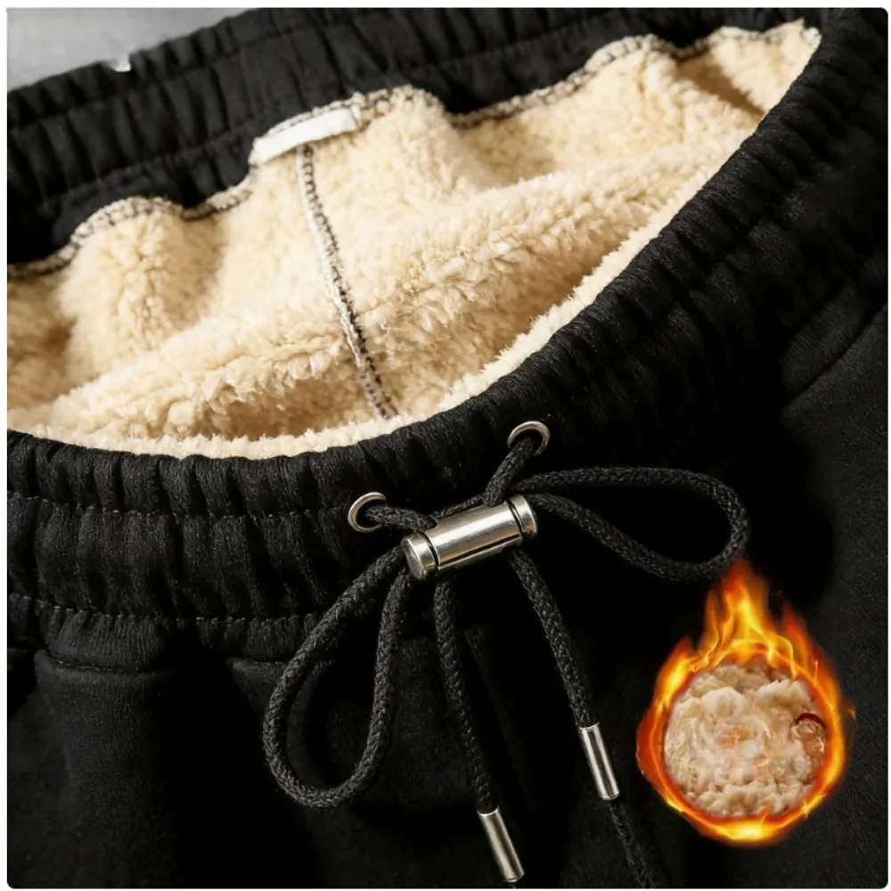 

Мужские флисовые брюки на меху, зимние утепленные, свободного кроя, повседневные, с овечьей шерстью