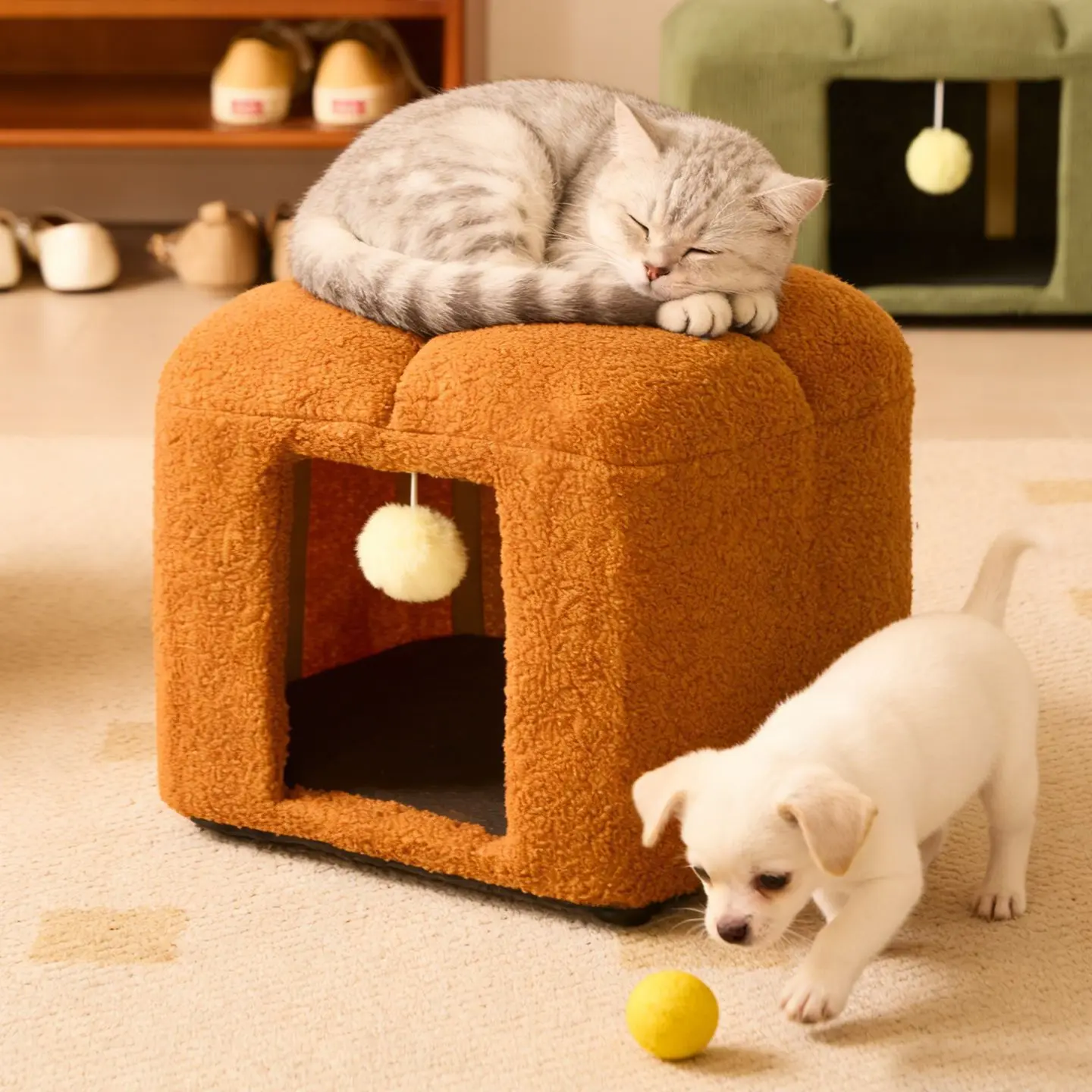 Cat cat nest stool universal warmth in all seasons integrated cream wind living room small stool storage stool enter the door sh