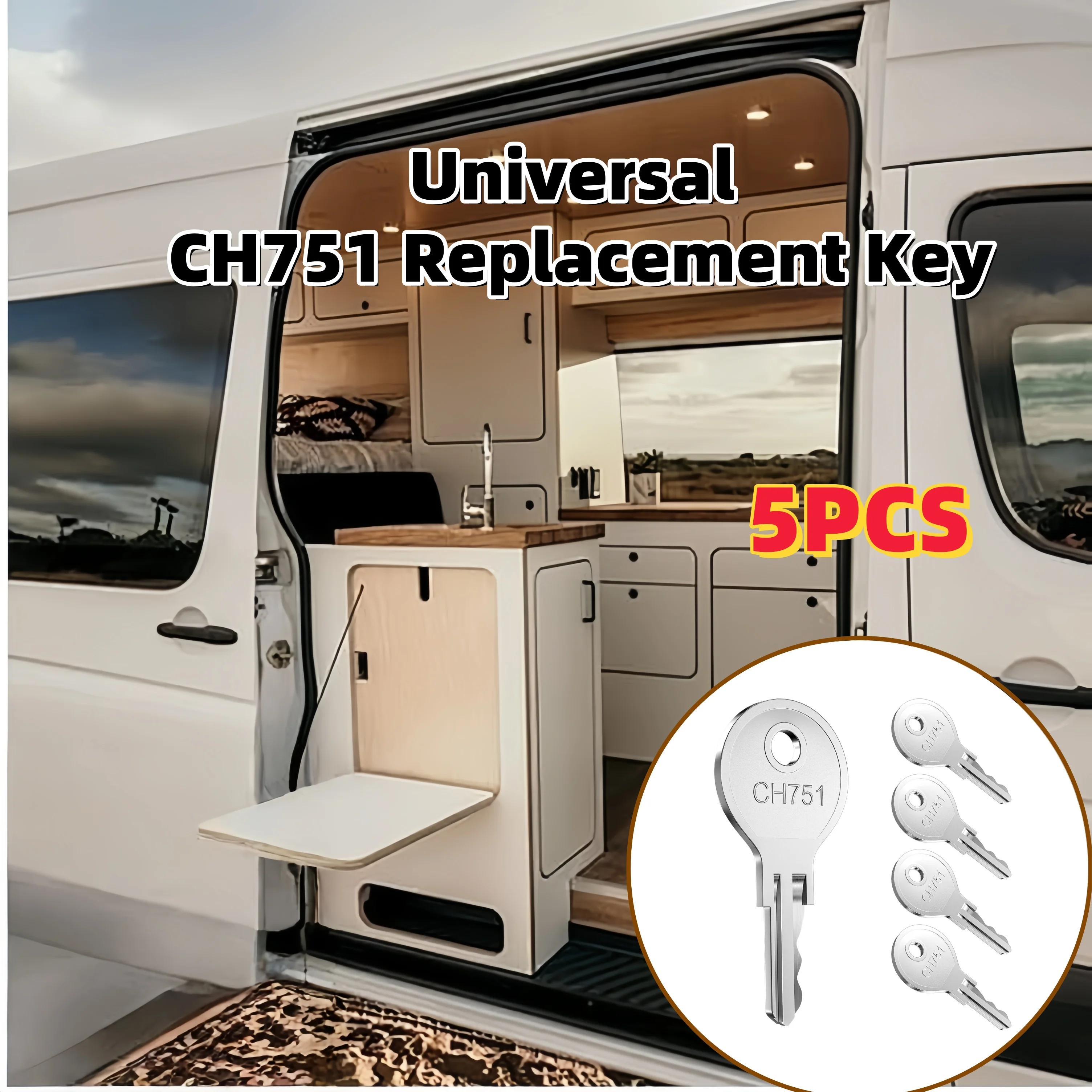 5Pcs RV Cabinet CH751 Key For Caravan Camper Storage Cabinet Trailer Control Panel Cover Locking Handle Tool Box Trolley