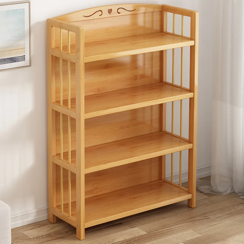 #Bookshelf Simple multi-layer children's storage rack Kitchen shelf Student solid wood living room storage Bookcase floor