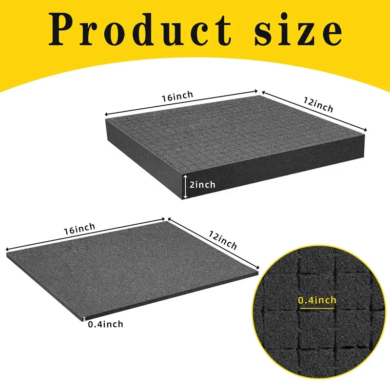 2Pack 40x30x5cm Pick Apart Foam Insert Pluck Pre Cube Sheet Foam DIY Shape for Board Cases Storage Drawer Toolbox with 2pcs Pads