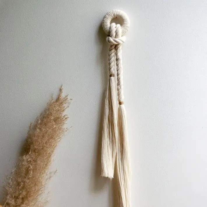 #￥Square Knot Twisted Cord Macrame Art Deco Vertical Pattern Wedding Anniversary Wall Decor Sustainable Cotton Material