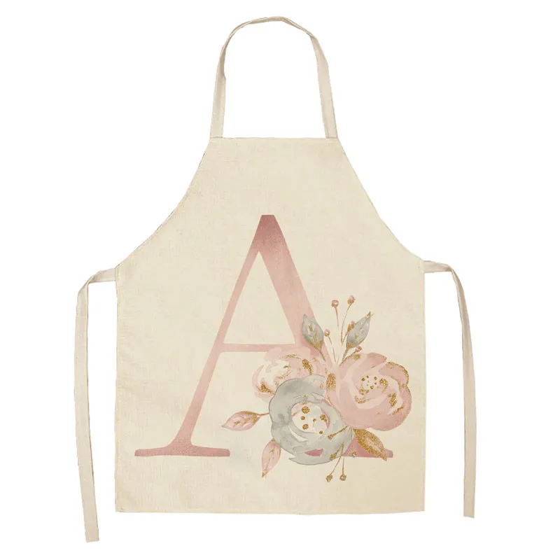 Pink Letter Pattern Kids Aprons Kitchen Baking Accessories Linen Aprons Women\'s Home Cooking Stain Resistant Aprons