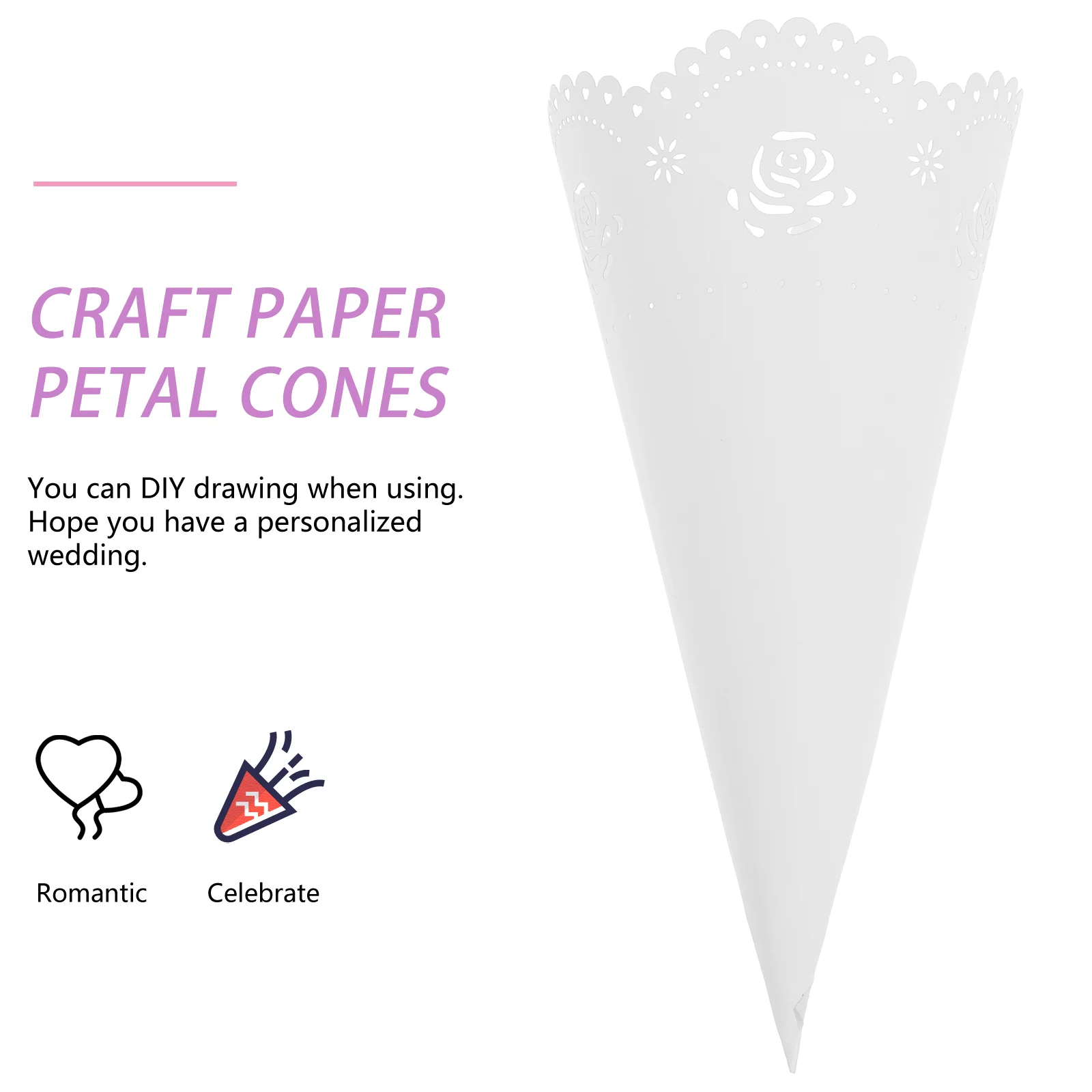 20 PCS Paper Cones Hollow Confetti Holders Vellum Craft Petal Dried Flowers Bouquet