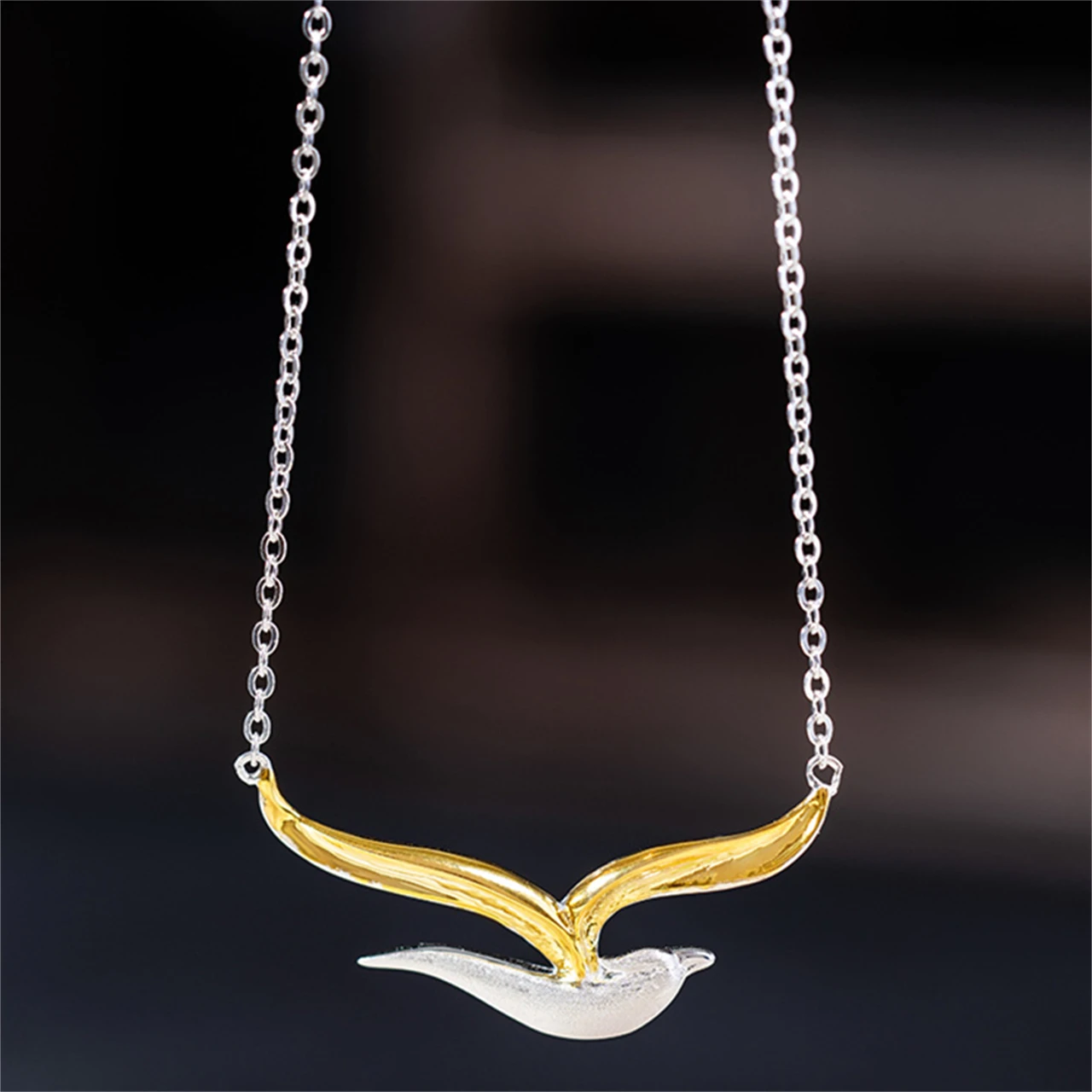 

S925 стерлингового серебра модный креативный дизайн кулон в виде птицы ожерелье индивидуальная цепочка для свитера женские подарки очаровательные ювелирные изделия оптом