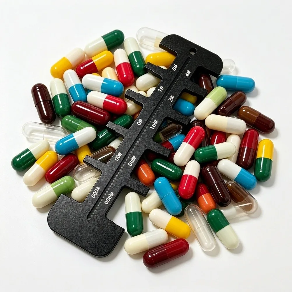 Aluminum Capsule Gauge 16.7 x 5 cm Black for Precise Capsule Size Identification and Streamlined Sorting Process