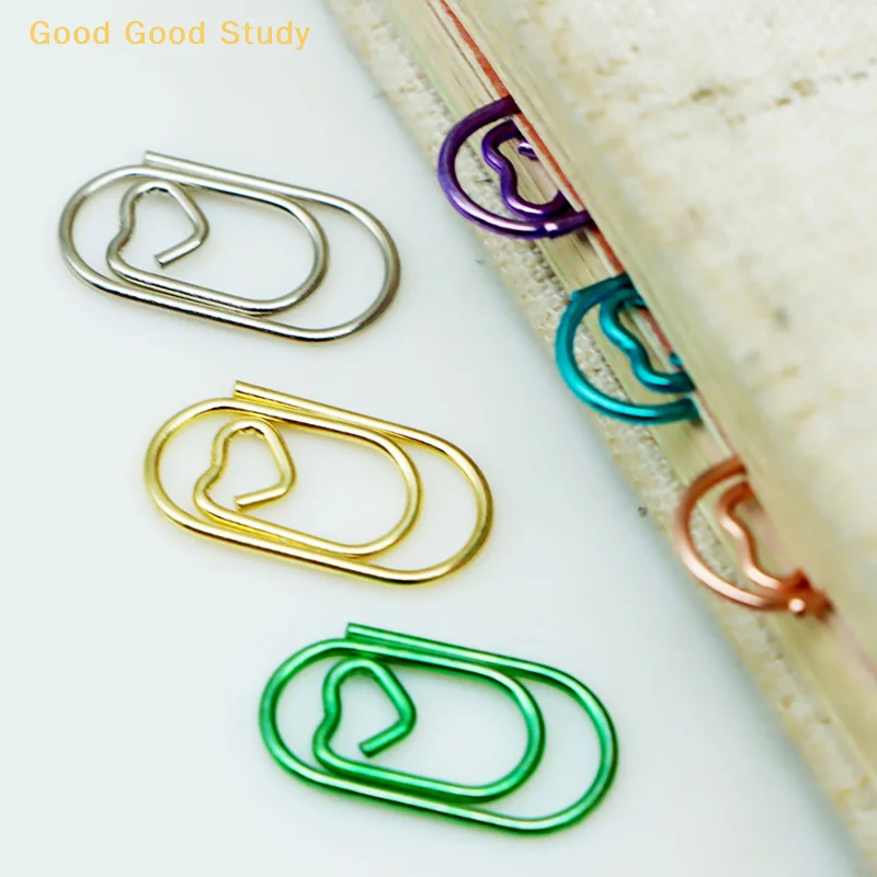 Mini Love Heart Paper Clips Macaron Color Photo Tickets Holder Binder Clips Notebook Planner Bookmarks Office Supplies