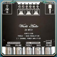 (New)-ZK-MT21 2X50w+100W 2.1 Channel Subwoofer Digital Power Amplifier Board AUX Stereo Bluetooth 5.0 Bass Amp APP Control Easy