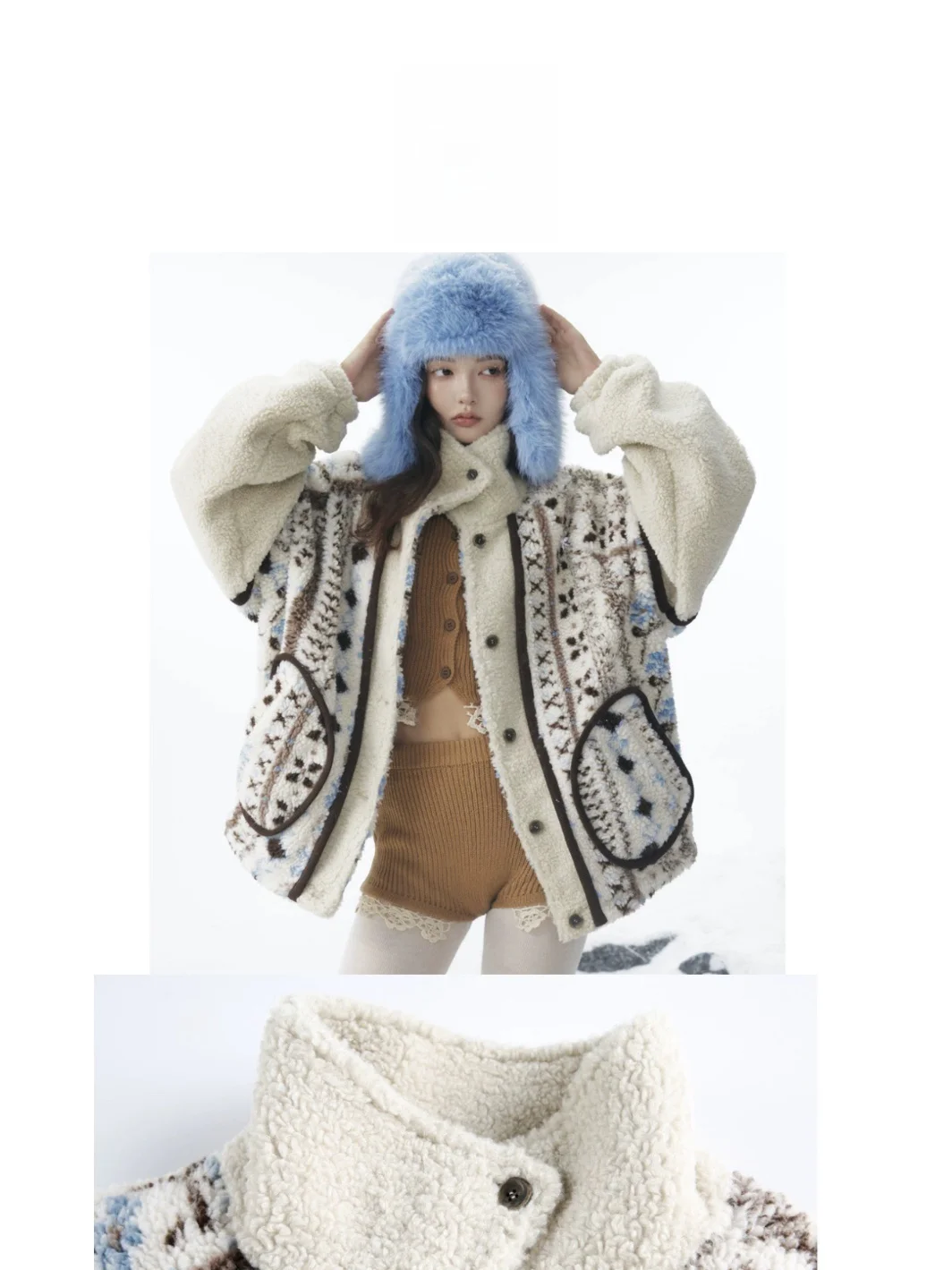 

Женская зимняя куртка из овечьей шерсти в этническом стиле, с клетчатым узором, в стиле ретро, из хлопка, свободного кроя, модная, городская, китайского производства