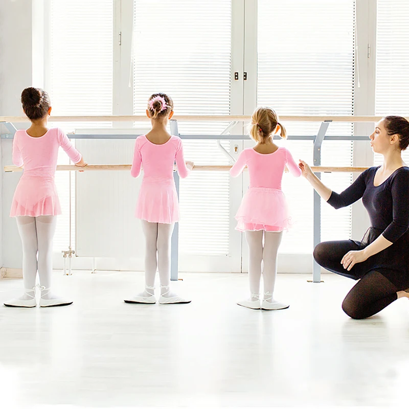 Balletpakjes met lange mouwen voor meisjes en afneembare chiffonrok Combo voor kinderdansjurken