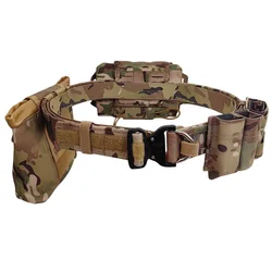 Tactical Military Adjustable Belt Set, Battle Belt with Recycling Bag & FAST Access IFAK Pouch & Open Top Mag Pouch, Molle Belt