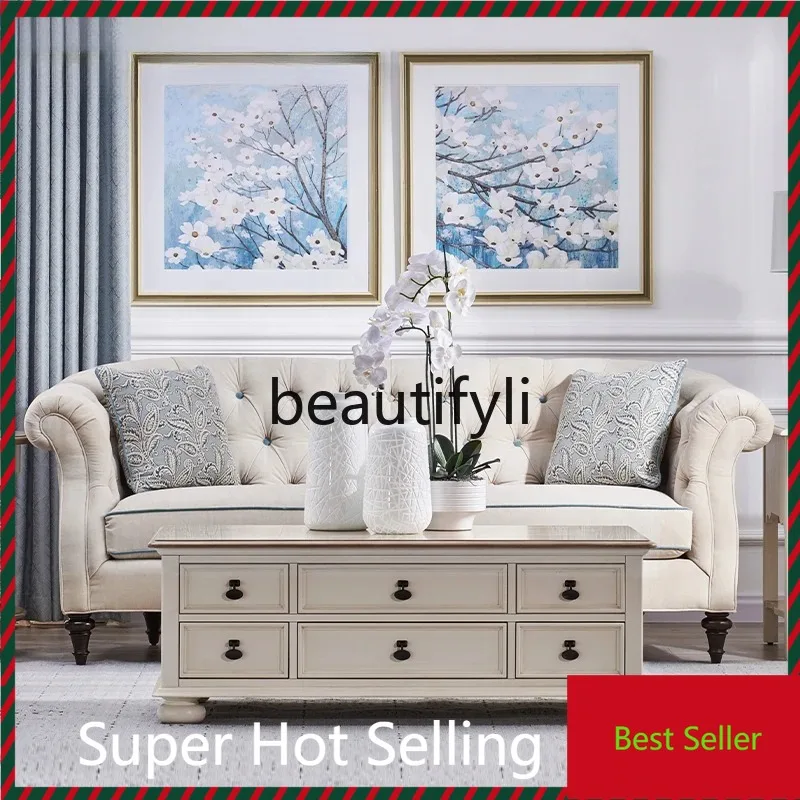 G80 American sofa elegant and clear shadow modern simple fabric three-person sofa