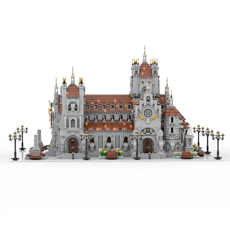 BuildMoc World Big Historic Church Building Blocks Retro Medieval Castle Cathedral Show Bricks Game Toys Children Birthday Gifts