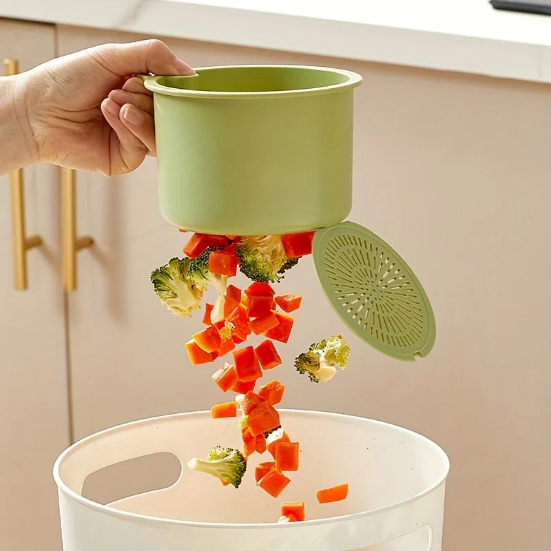 Press-type hand-free draining basket, food residue filtering basket, hanging sink draining basket view 2