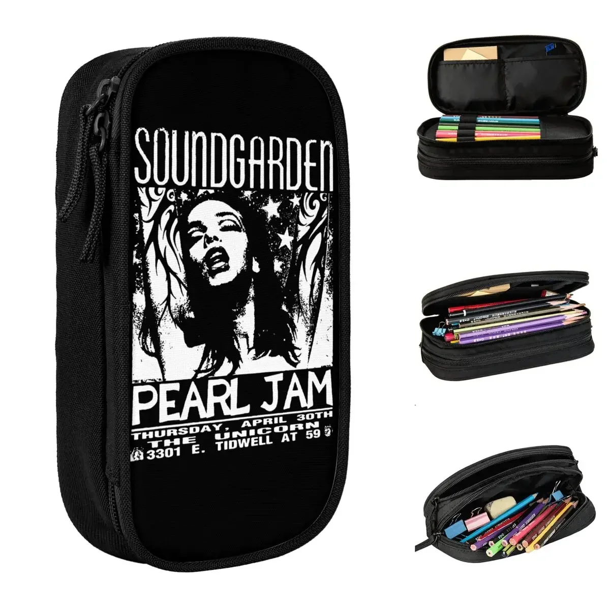 Cute Punk Music Soundgardern Pencil Case Rock Pearls Jams Pencilcases Pen Holder Kids Big Capacity Pencil Bags Stationery