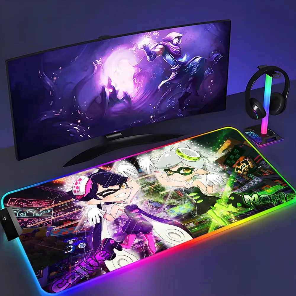 

splatoon Mouse Pad XXL RGB Mouse Pad Kawaii Gaming Accessories Computer keyboard Large Led Desk Mat Backlight Mousepad