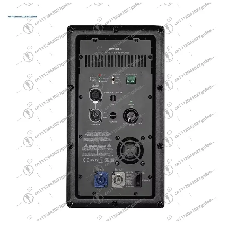 Professional performance digital amplifier module rear panel for active speaker subwoofer with metal housing