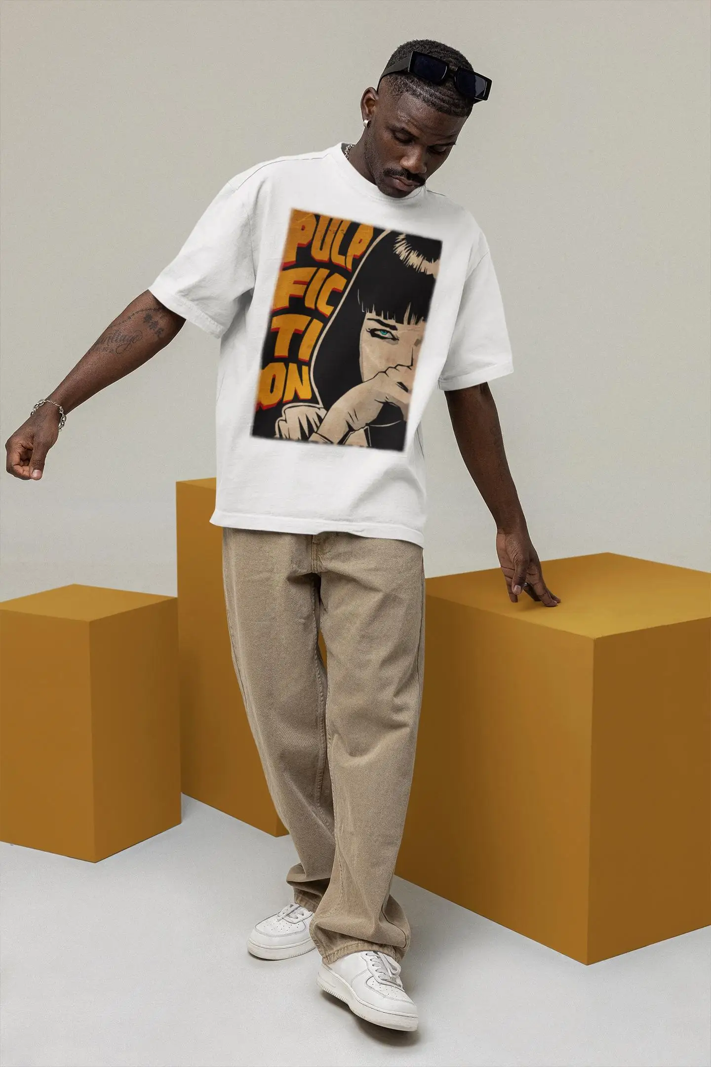 Pulp Fiction Vintage Movie  Quentin Tarantino Film Graphic T-Shirt Cotton Men Women Streetwear Tee