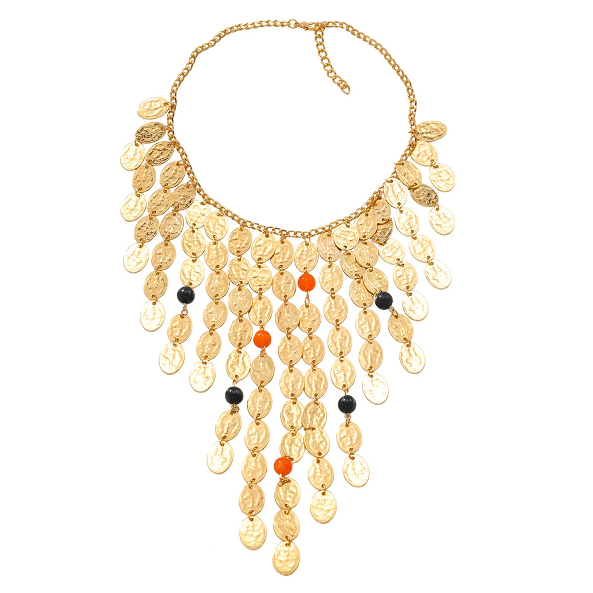 

2025 New ZAA Vintage Metal Round Coin Waterfall Necklace for Women Boho Ethnic Style Tassels Necklaces Holiday Party Jewelry