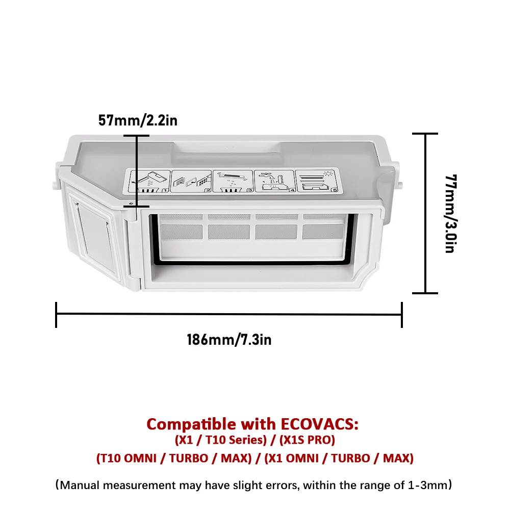Für Ecovacs Deebot X1 OMNI/TURBO, T10 OMNI/TURBO/X1S PRO Staubbox, Hauptseitenbürste, Hepa-Filter, Mopp Lappen Staubbeutel Mopptücher Teile – Detail 11