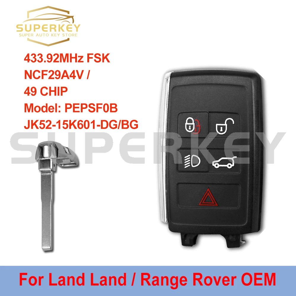 SUPERKEY  Smart Key For Land  Range Rover 2018 2019 2020 2021 433.92MHz NCF29A4V 49 CHIP PEPS(SUV)JK52-15K601-DG / BG PEPSF0B