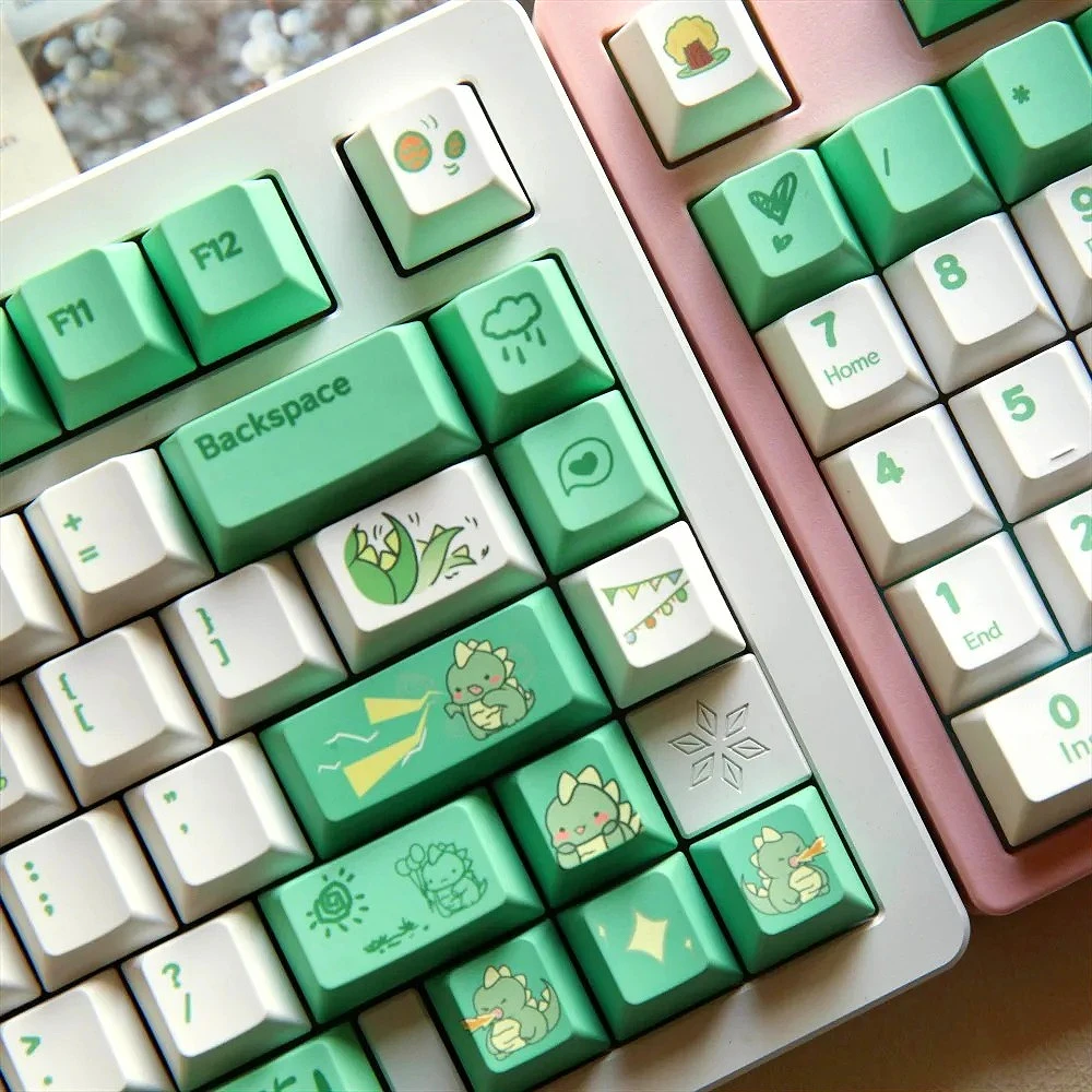 

Маленький набор механических колпачков для динозавров, сублимация из ПБТ, оригинальная высота, 142 клавиши, молочно-белый, адаптация постепенной смены 60/75/80/980