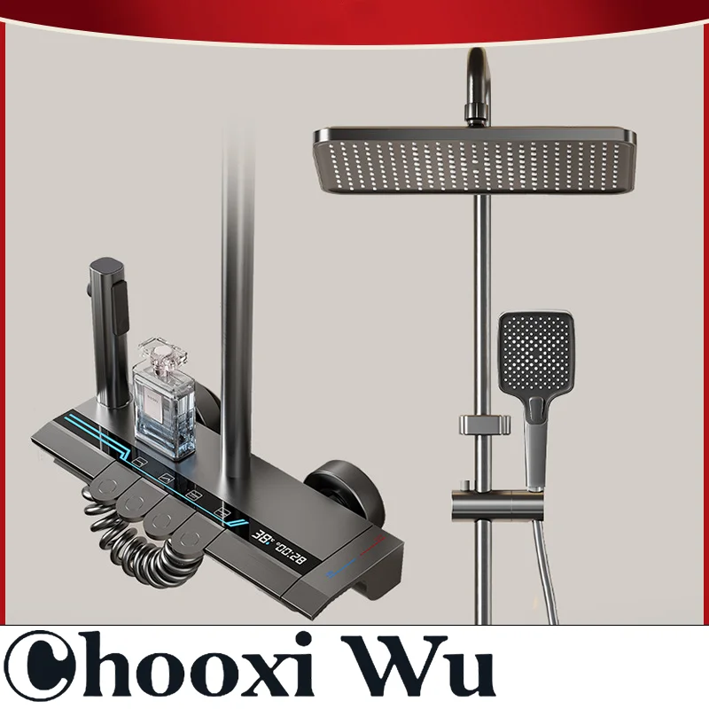 Chooxiwu-Badezimmer Home Decoration Dusch set, verbesserte breite Kopf brause, intelligente Digital anzeige, sichtbare Wasser temperatur