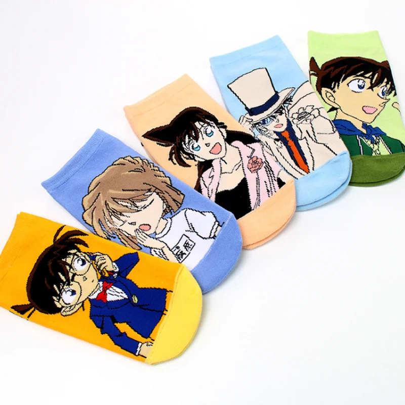 5 Pairs Anime Mouri Ran Haibara Ai Kudou Shinichi Kaitou Kiddo Edogawa Harajuku Non-Slip Women Girls Short Low Cut Cosplay Gifts