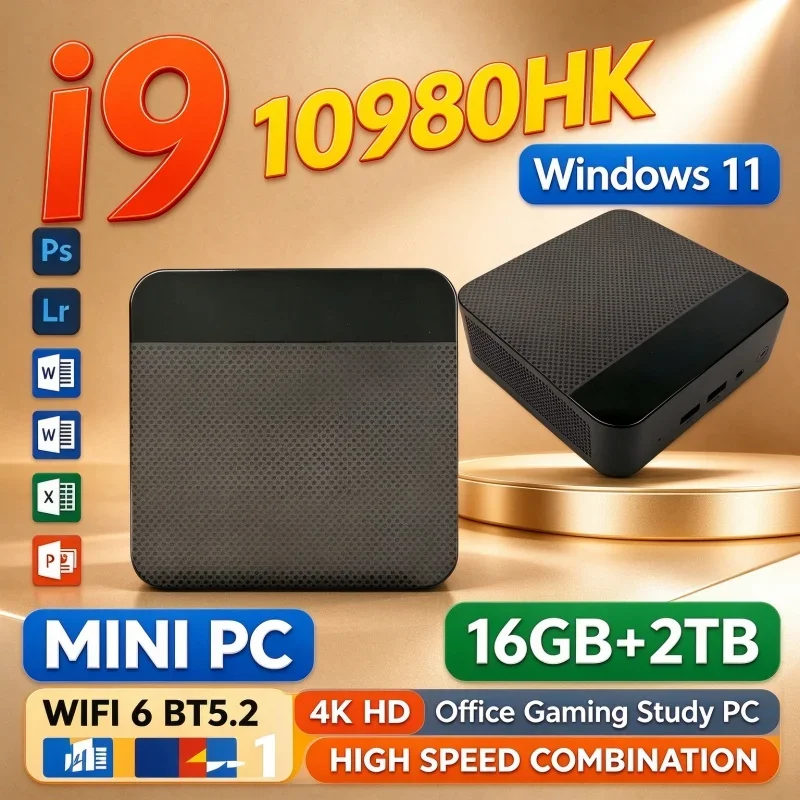Energy Efficient Mini Gaming Host Intel I9 10980HK Windows11 16GB RAM 1TB/2TB SSD WiFi6 BT5.2 4K Portable Study Home Desktop PC