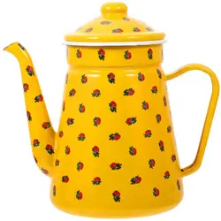 1.5L Kitchen Home Tea Drip Coffee Maker Campfire Kettle Campfire Coffee Pot Camping Teapot Enamel Coffee Pot for Coffee Tea