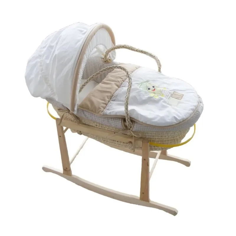 

Baby Nest Bed Basket Furniture Pine Newborn Basket with Swing Rack