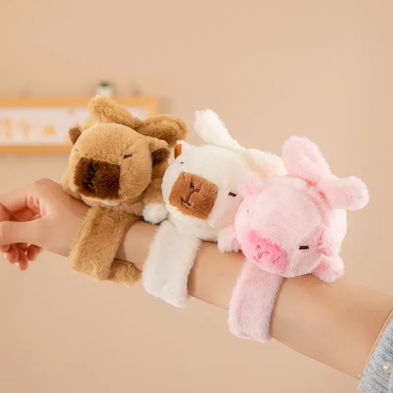 لطيف كابيبارا أفخم معصمه لطيف الحيوان المفاجئة على سوار المعصم لعبة محشوة لينة للفتيات الاطفال Kawaii المعصم يمكن ارتداؤها دمية هدية