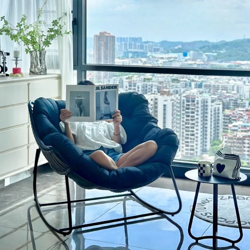 الاسترخاء الروطان المنسوجة كرسي صالة شرفة بسيطة تهز لينة أريكة كرسي الحديثة الفاخرة الإبداعية الفن أثاث غرفة المعيشة