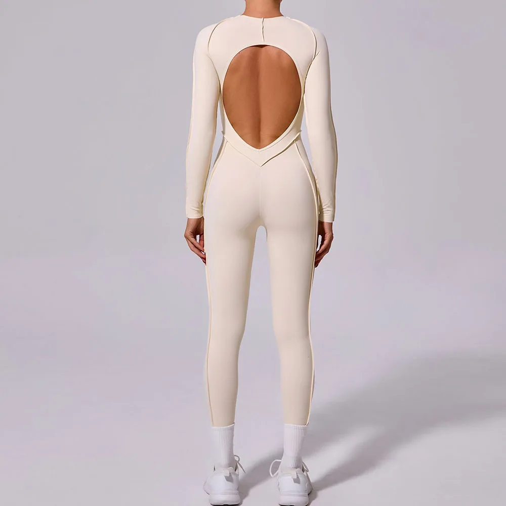 

Winter Backless Yoga Bodysuit Women - Long Sleeve One Piece Gym Fitness Sportswear Tights Pants Outfit Female Jumpsuit