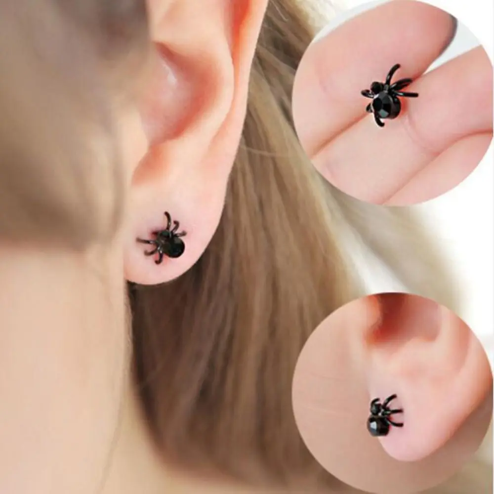 Personality Spider Ear Stud Earrings Popular Insects Black Spider Earrings Simple Fashion Neutral Jewelry Accessories