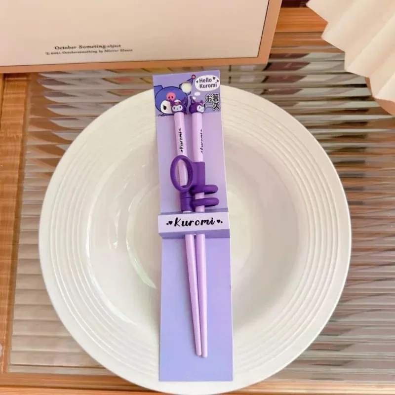 Sanrio My Melody Kuromi Cartoon Children's Learning Chopsticks Train Assisted Practice Kitty Kitchen Supplies Gifts for Children