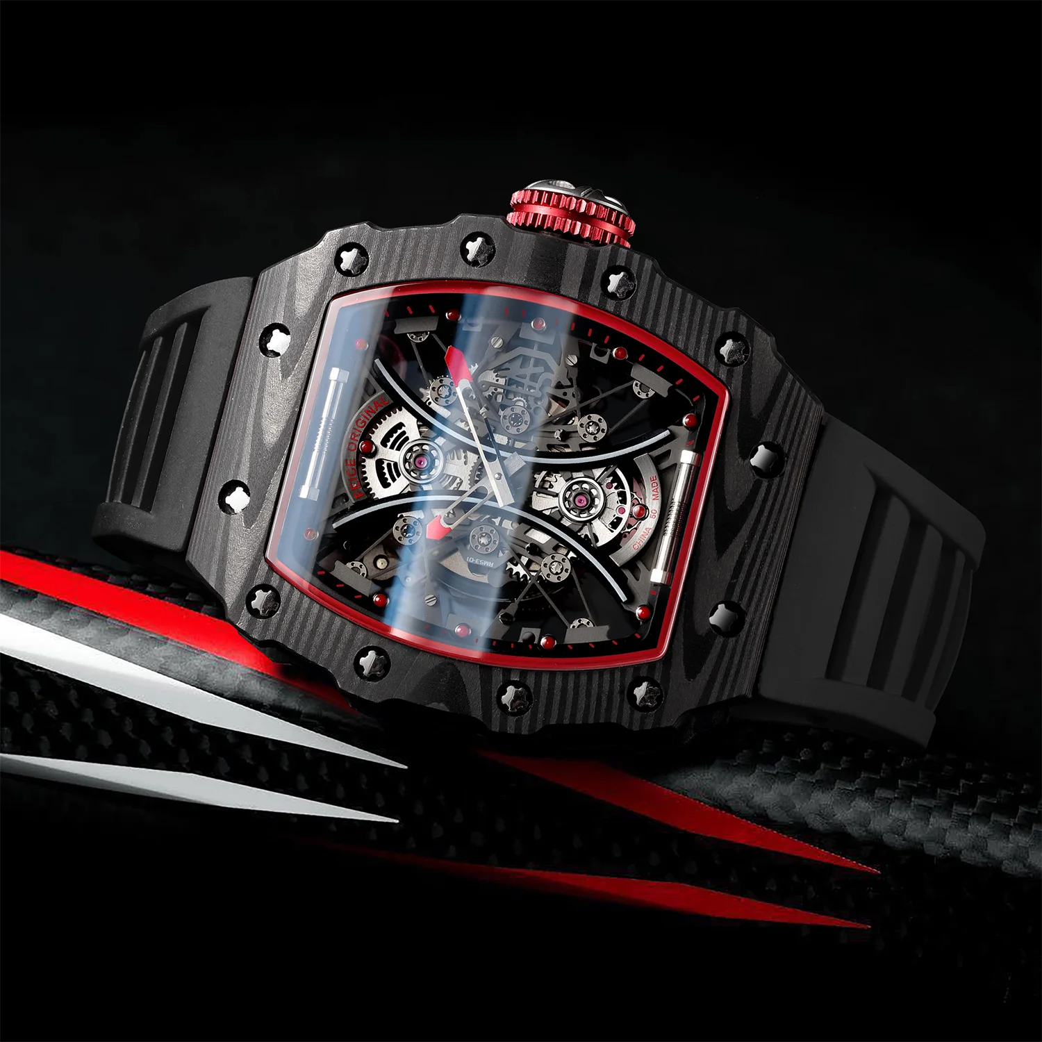 FEICE Skeleton Watch Fashion Mechanical Watch Business Automatic Wristwatch Sport Waterproof Watch for Men Relogio Masculino