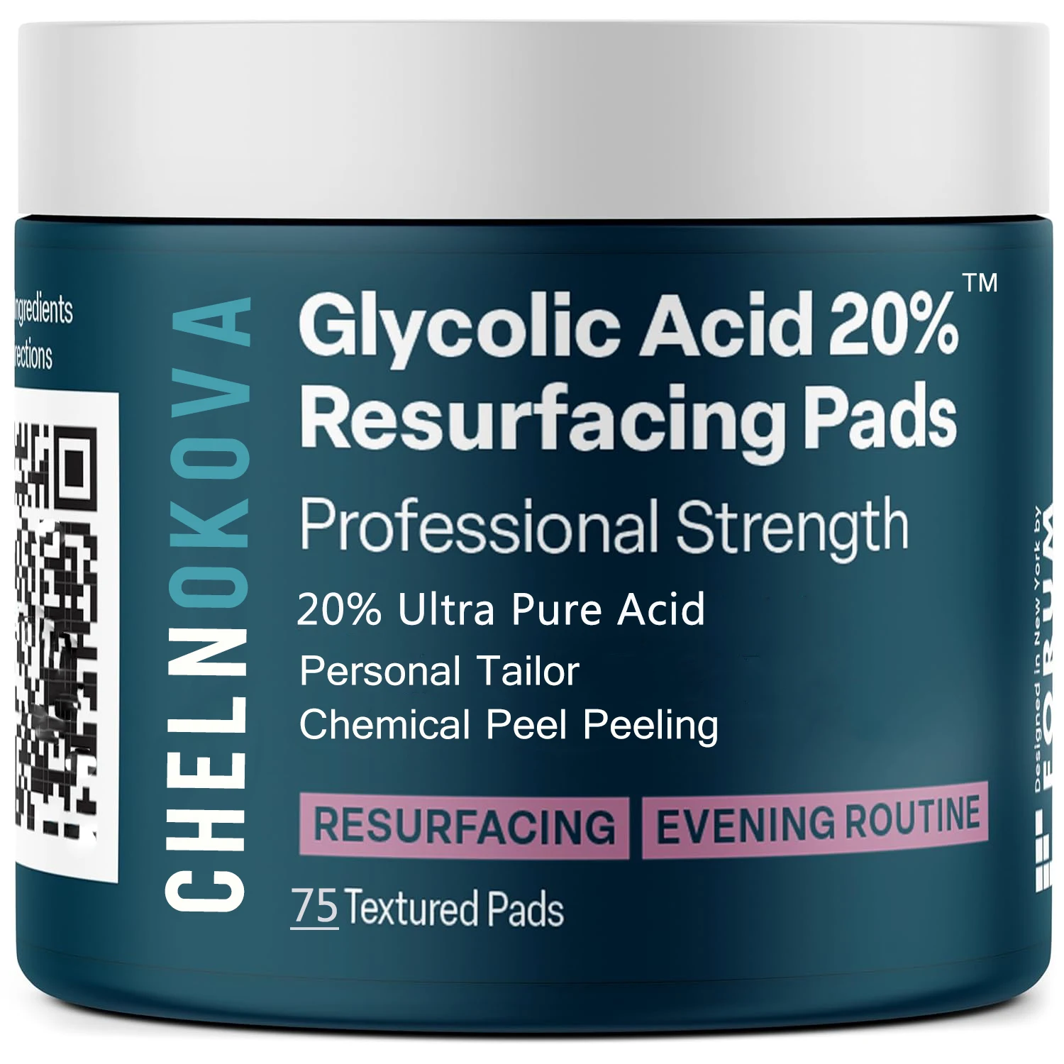 

glycolic & acid peeling Resurfacing Pads, 60ml 20% fusion in 75 Pads, Peel Pads mini brush acid in home, Medical-Grade Facial