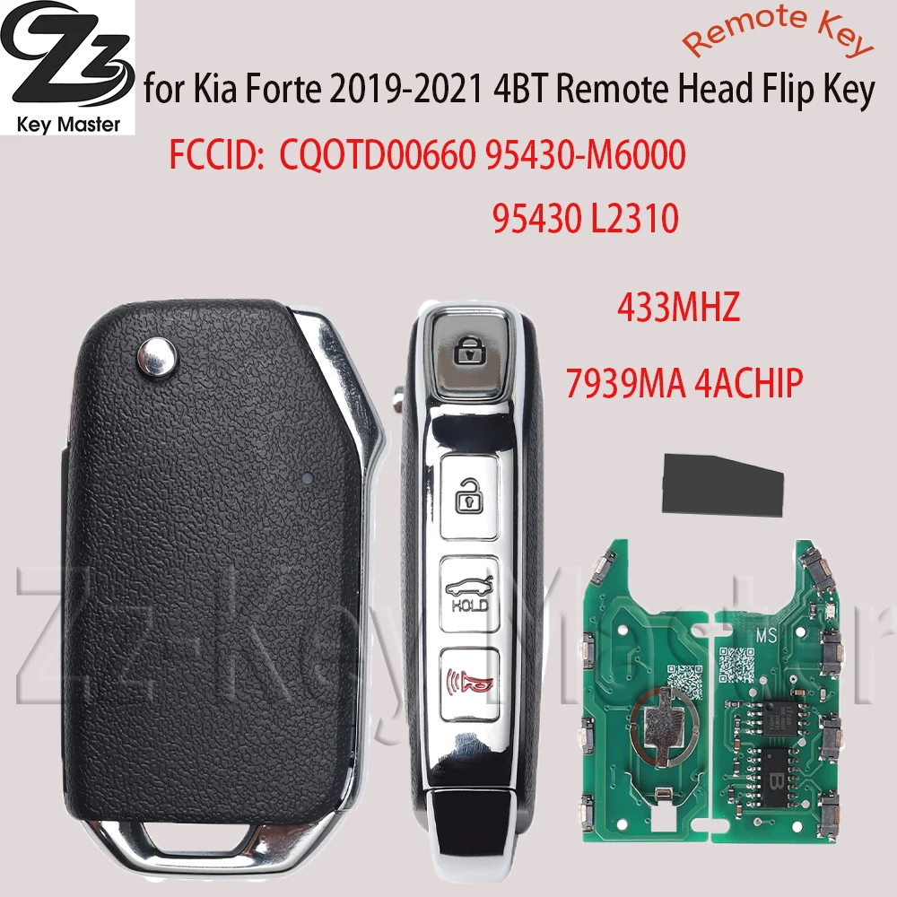 

Zz 433MHZ 4ACHIP Remote Control Key for KIA 95430-M6000 95430-L2310 Smart Key Four Button KK12 For KIA Forte 2019-2022