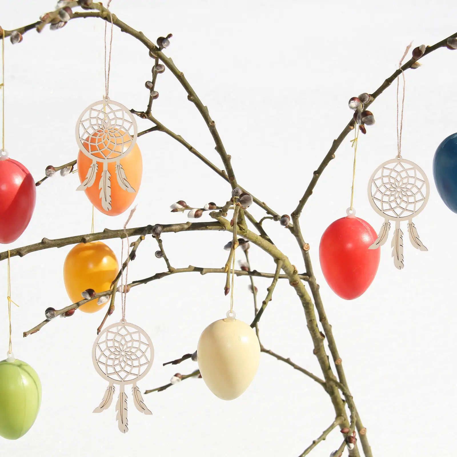 50Pcs Wooden Dream Catchers Unfinished DIY Pendants for Boho Bedroom Wall Hanging Decor Kits Painting Supplies