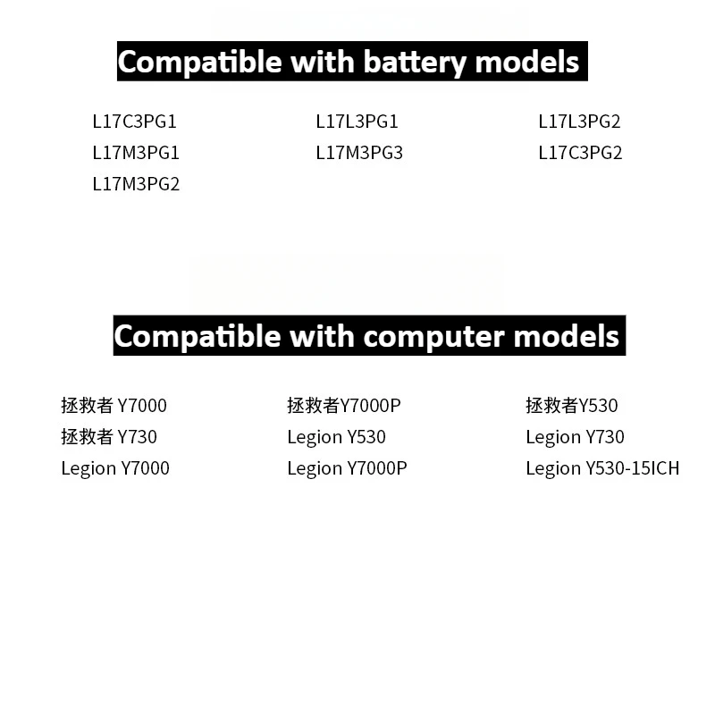 L17L3PG1 L17C3PG2 11.52V 4630mAh بطارية الكمبيوتر المحمول لينوفو الفيلق Y530 Y530-15ICH Y730-15ICH Y7000 Y7000P 57Wh L17C3PG1 L17M3PG1